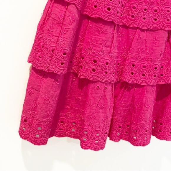 💗 3/$10 💗 House of Harlow Tiered Eyelet Skirt Fuchsia Size Small EUC - Picture 6 of 11